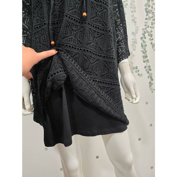 Pomander Place Black Crochet Knit Kai Dress Sz L - Picture 6 of 12